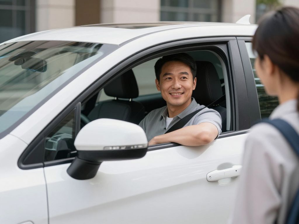 A rideshare vehicle providing safe transport.