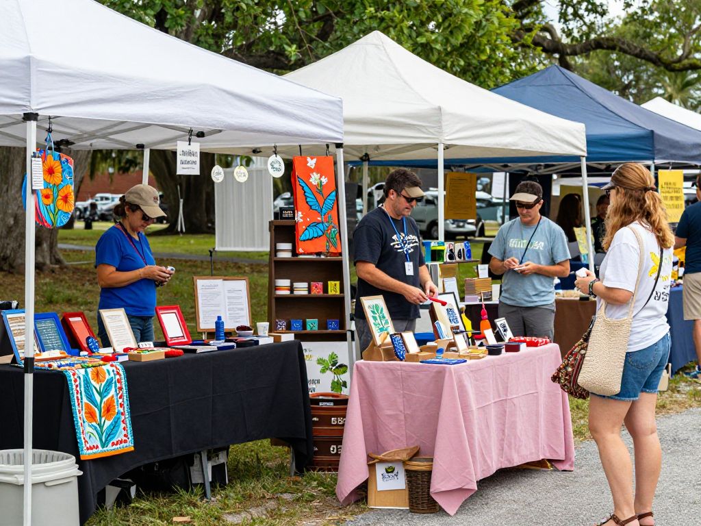 Artisans displaying handcrafted goods at the SEWE event in Charleston.
