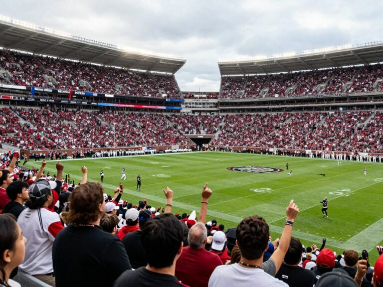 Fans cheering during a South Carolina Seawolves football game in Charleston
