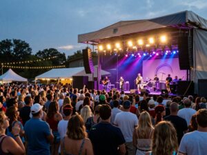 Celebration of live music at a Teddy Swims concert on the East Coast.