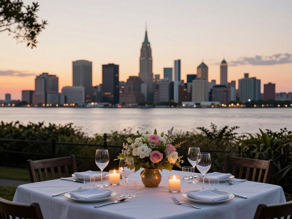A beautifully set table for Valentine's Day dinner in Charleston.