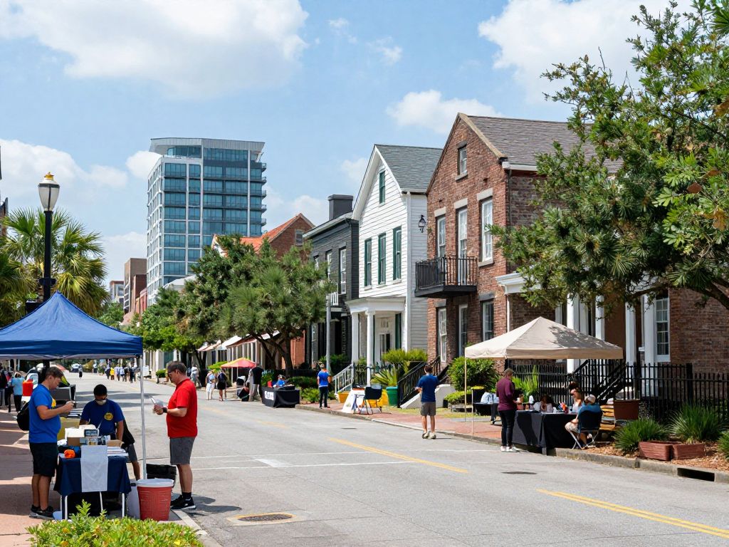 Charleston neighborhood showcasing diverse architecture