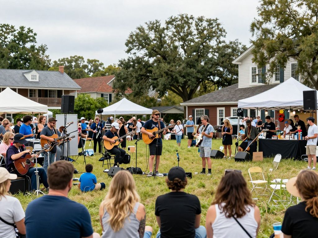Crowd enjoying a live music performance at a Charleston music festival