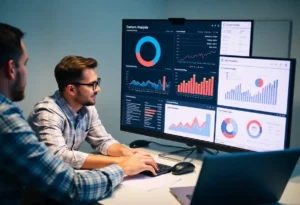 Team analyzing data for cohort analysis in digital marketing
