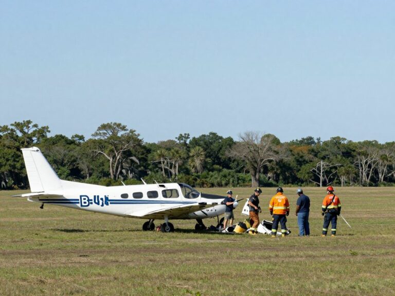 Emergency responders at the scene of a small aircraft crash in northern Charleston County