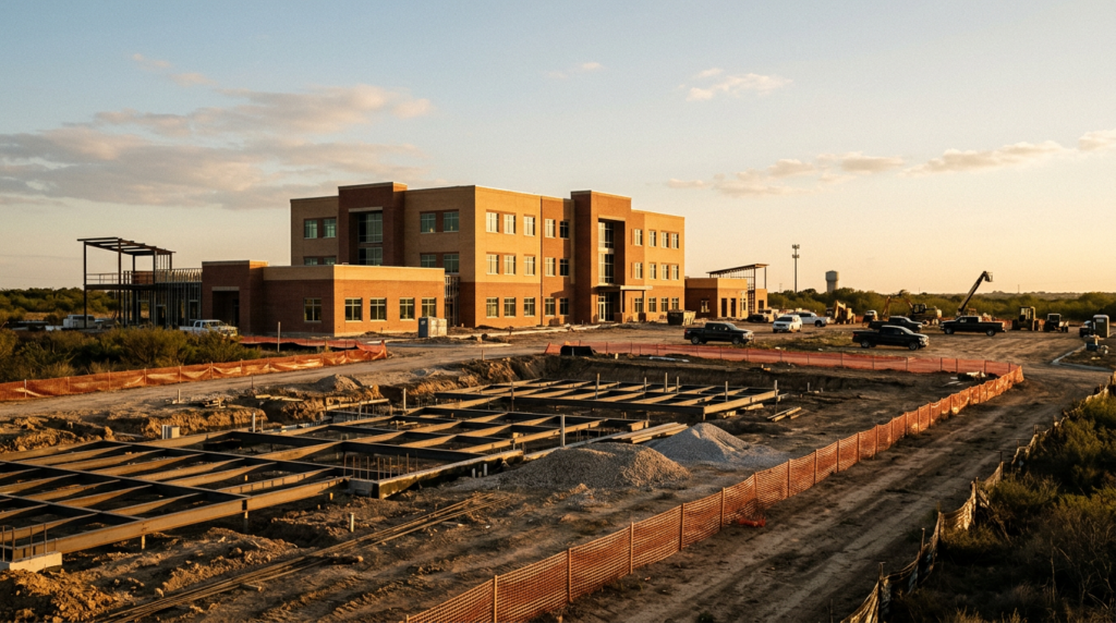 Government emergency services campus under construction at ground-breaking