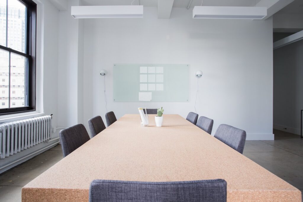 Chairs arranged in a meeting room