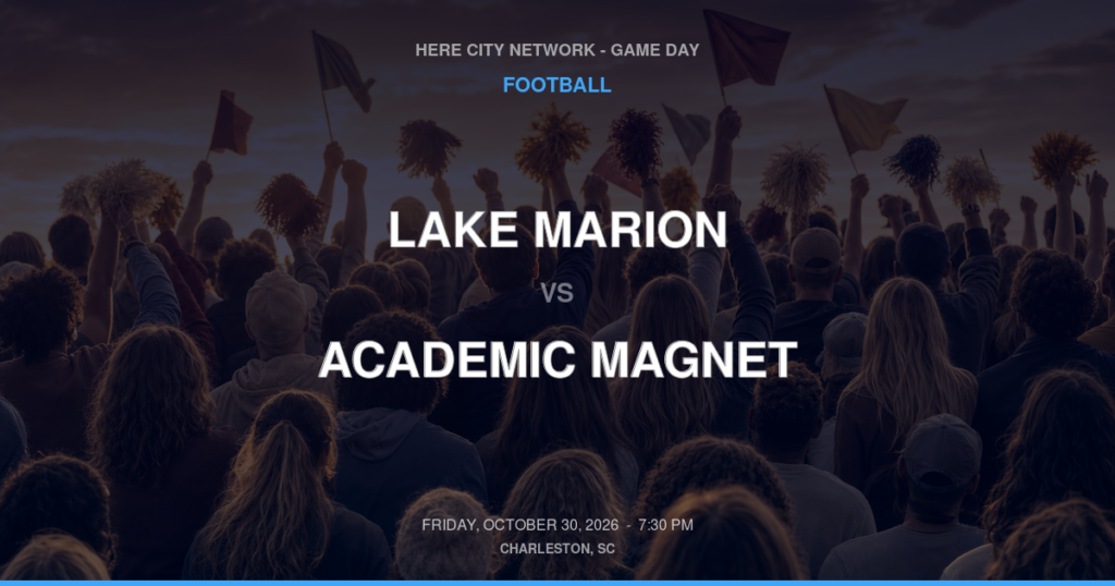 LAKE MARION vs ACADEMIC MAGNET FOOTBALL game day graphic - Charleston, SC
