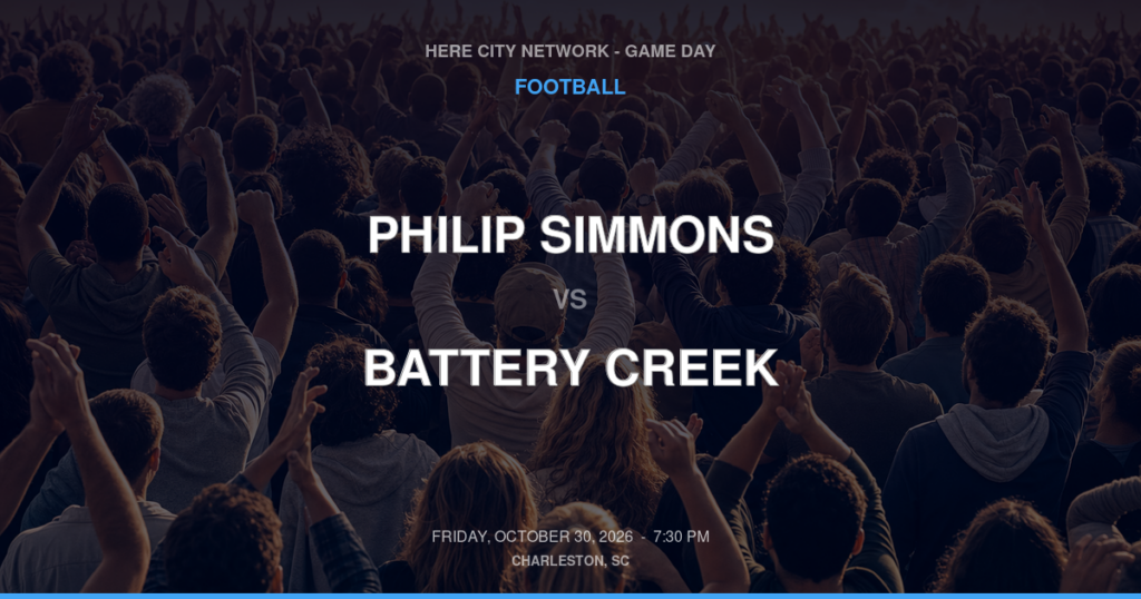 PHILIP SIMMONS vs BATTERY CREEK FOOTBALL game day graphic - Charleston, SC